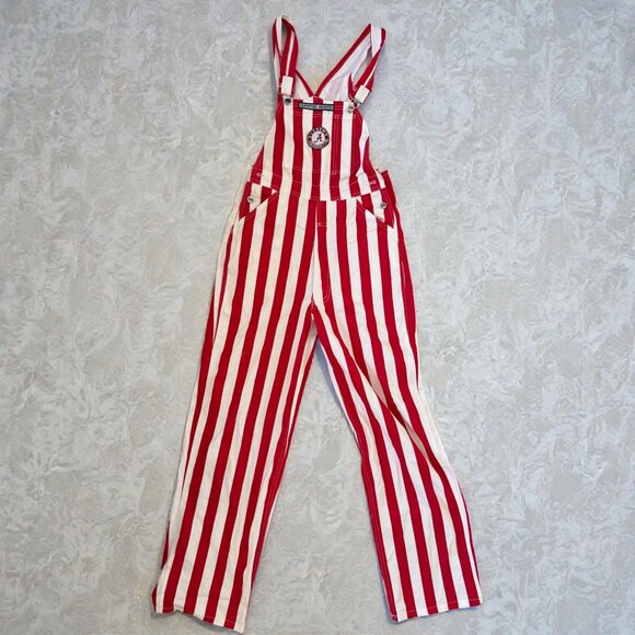 GAME BIBS Women's Alabama Crimson Tide Striped Roll Tide Overalls Size XS - Picture 2 of 13